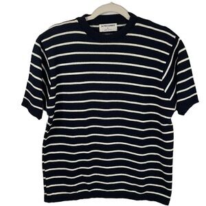 Alfred Dunner Large Made in USA Breton‎ Stripe Short Sleeve Sweater